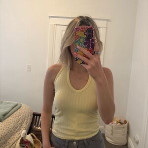 American Eagle Yellow Ribbed Women's Tank Top